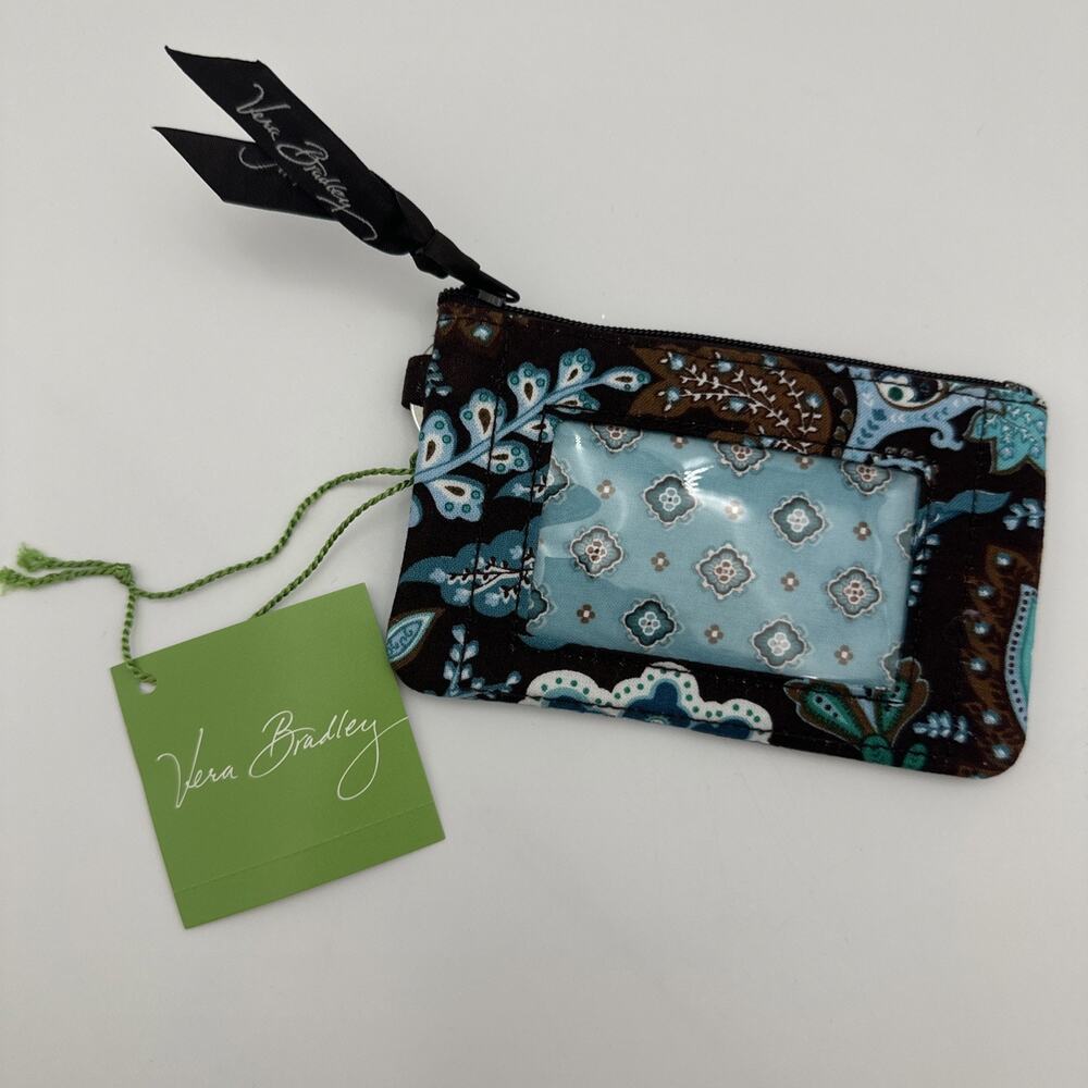 Vera Bradley Java Blue Zip ID Case Retired Pattern New NWT